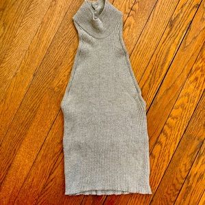 Sexy silver knit mock turtleneck crop halter top. Made in Italy.